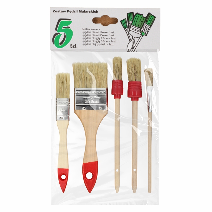 Zestaw Pędzli Malarskich 5 sztuk