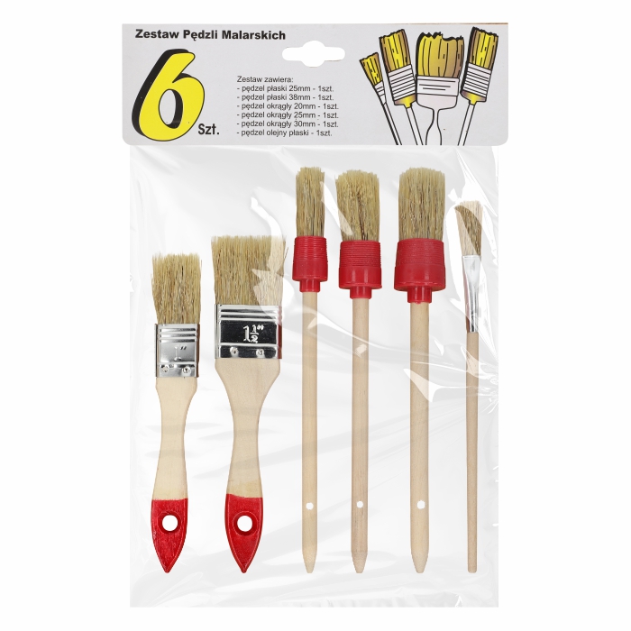 Zestaw Pędzli Malarskich 6 sztuk