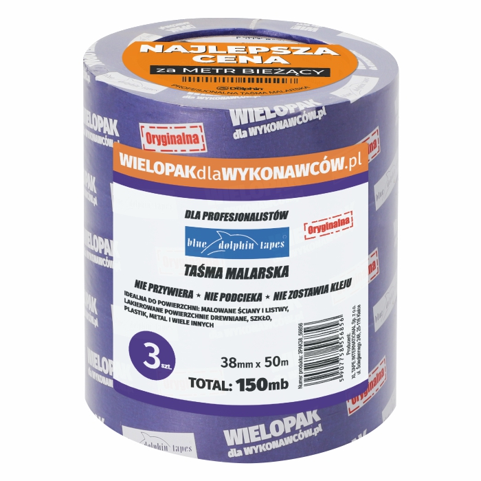 Wielopak taśm malarskich 38mm x 50m (3 sztuki)