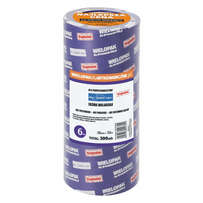Wielopak taśm malarskich 38mm x 50m (6 sztuk)