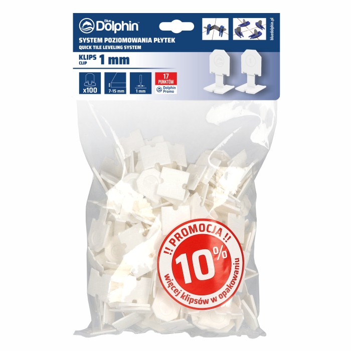 Klips do systemu poziomowania płytek  1mm (100 sztuk) BIAŁY