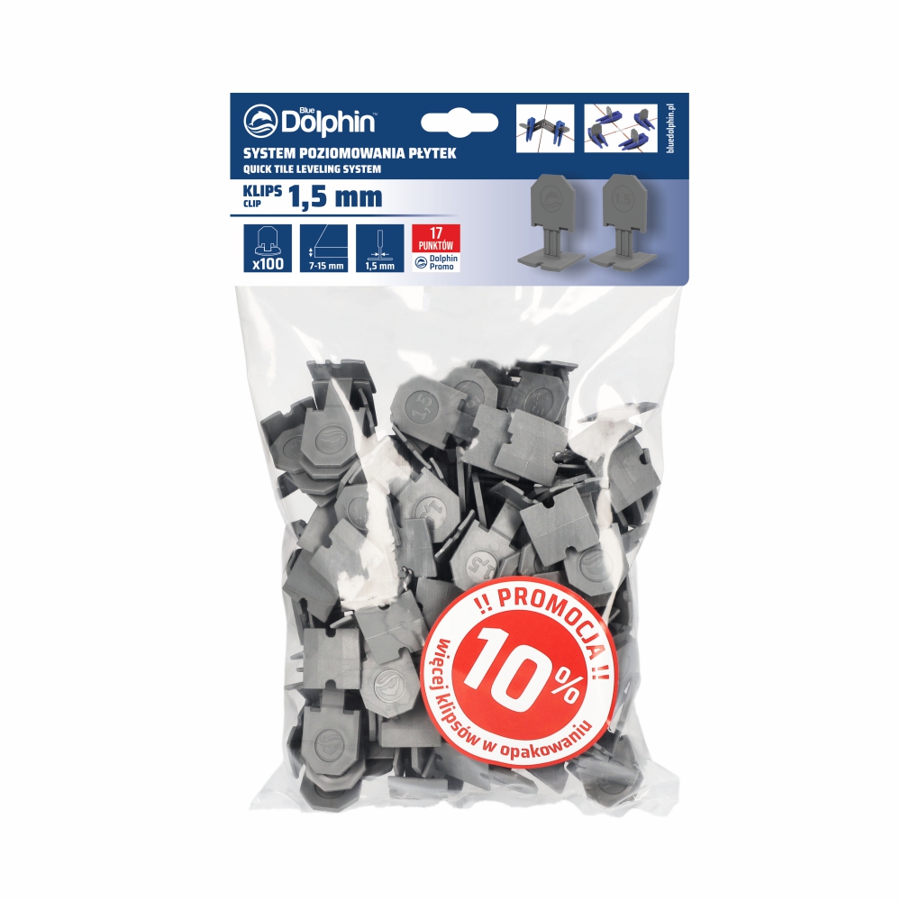 Klips do systemu poziomowania płytek 1,5mm (100 sztuk) SZARY