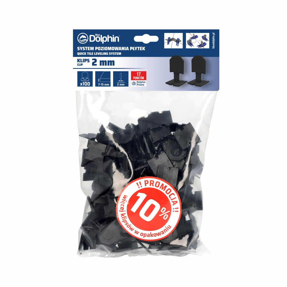 Klips do systemu poziomowania płytek 2mm (100 sztuk) CZARNY