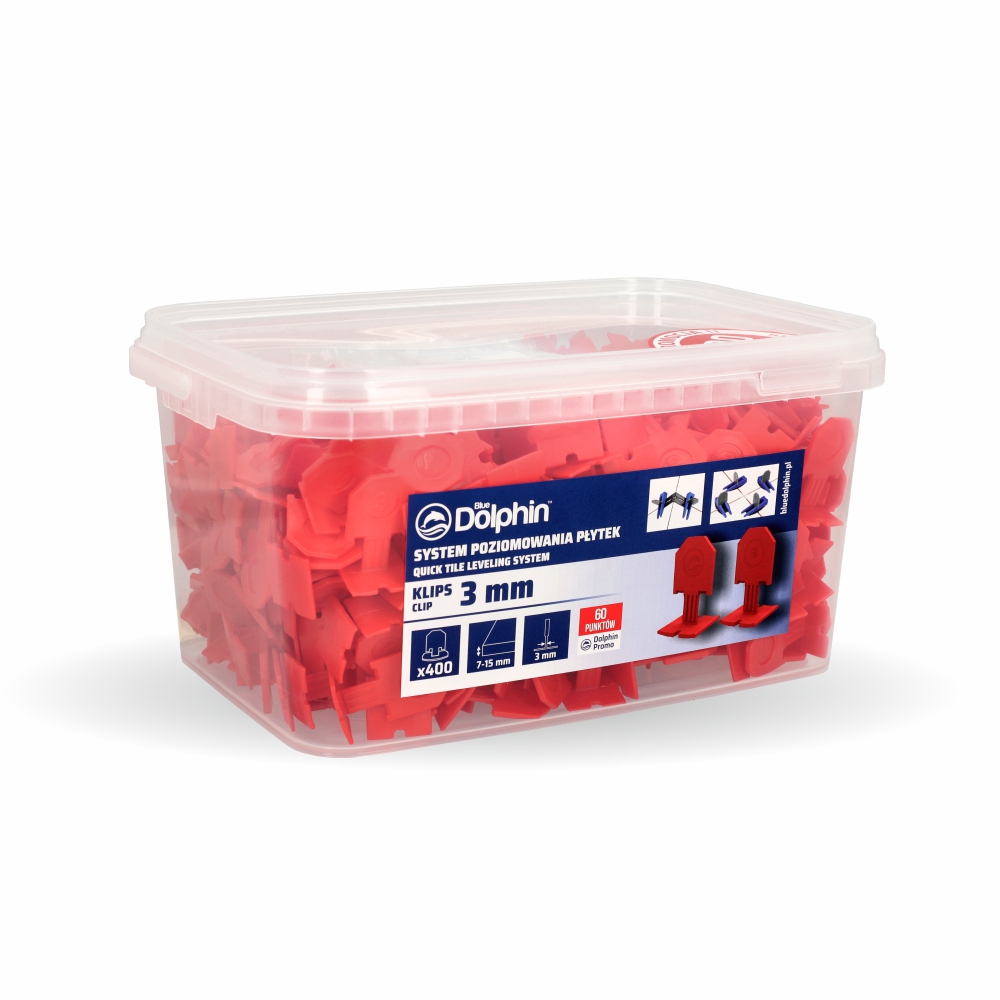 Klips do systemu poziomowania płytek 3mm (400 sztuk) CZERWONY